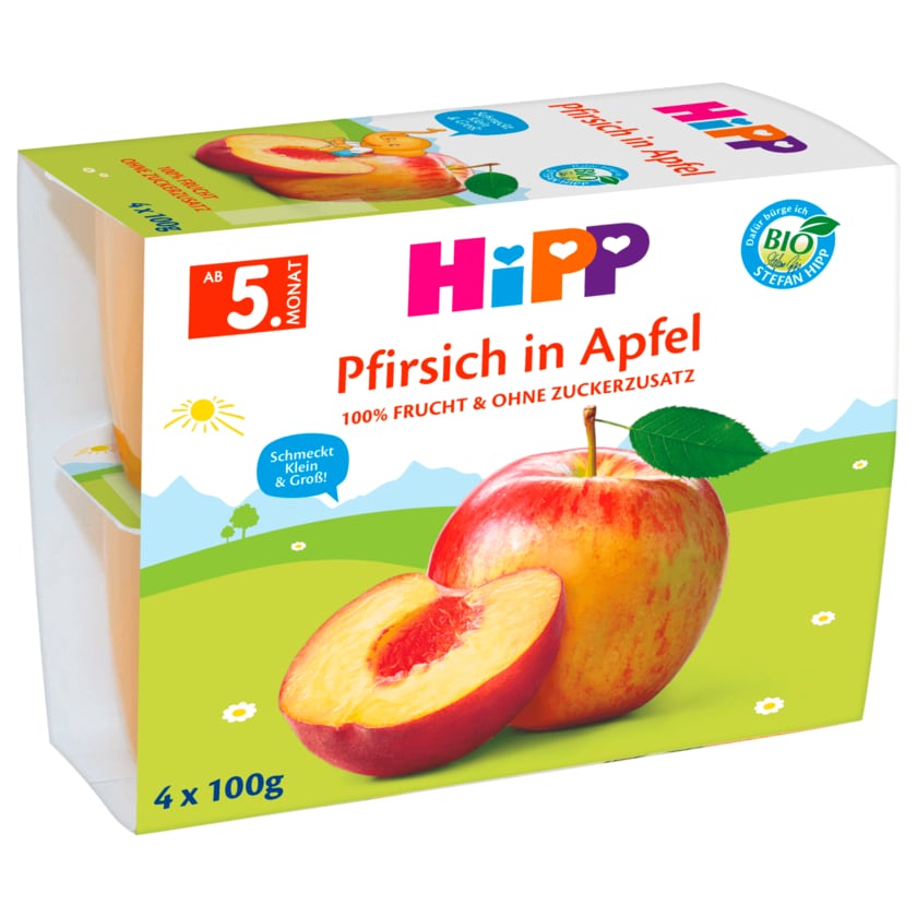 Hipp Frucht-Pause Bio Pfirsich in Apfel 4x100g